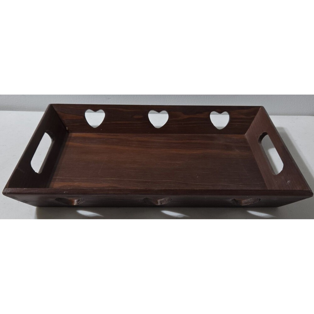 Swedish Wooden Heart Cutout Serving Tray Dark Wood 12.5" x 8.5" Sweden